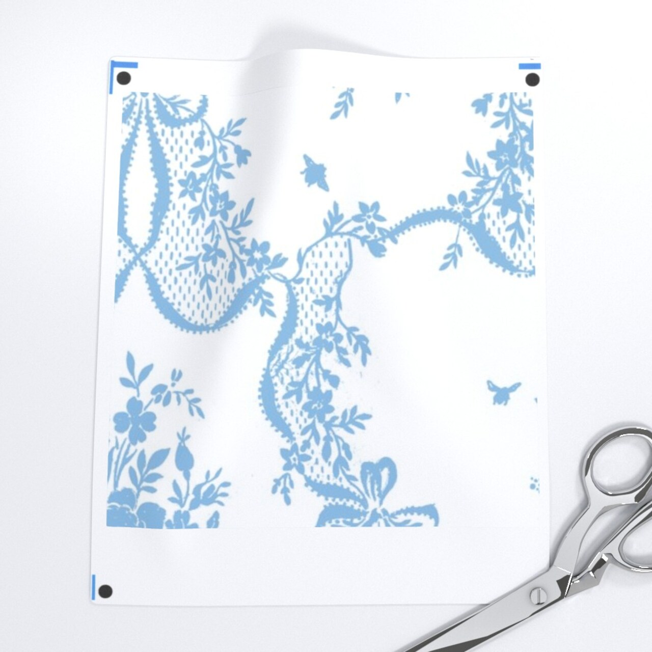 Decorative Toile Floral Birds Pale Blue Damask Botanical Nature Cottage Chic Custom Printed Fabric by Spoonflower Various Fabrics by the Yard or Fat Quarter
